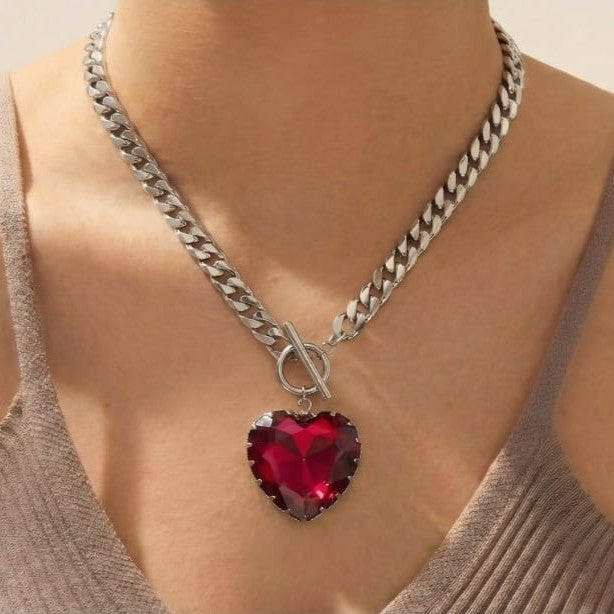Heart Necklace Garnet